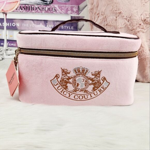 {Juicy Couture} Pink Scotties Cosmetic Bag Train Case - Picture 1 of 11